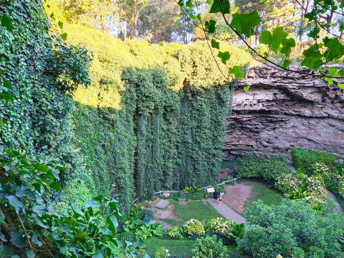 The sunken garden at Umpherston Sinkhole. Located in Mount Gambier, Limestone Coast, South Australia.