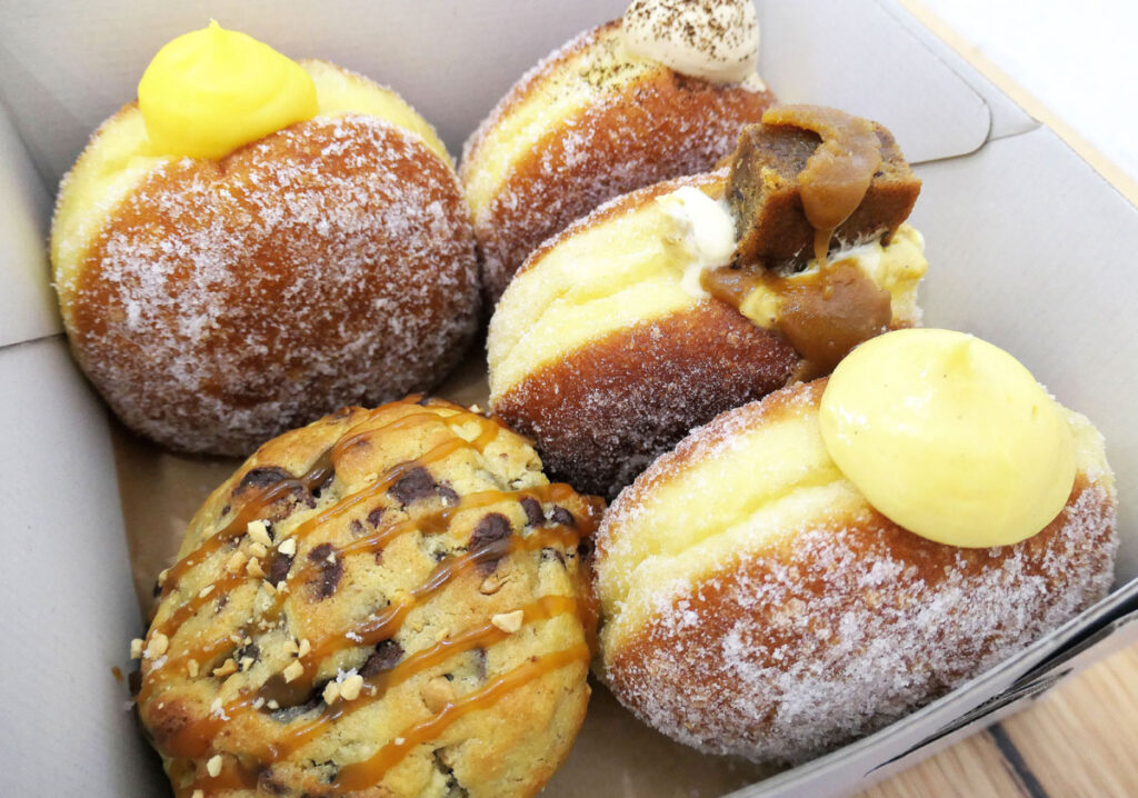 A box of delicious donuts and cookies from Browns Barossa Donuts, Tanunda, Barossa Valley, South Australia. 