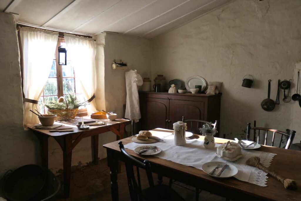 Kitchen setting at Malowen Lowarth Cottage. Located in Burra, Clare Valley, South Australia.