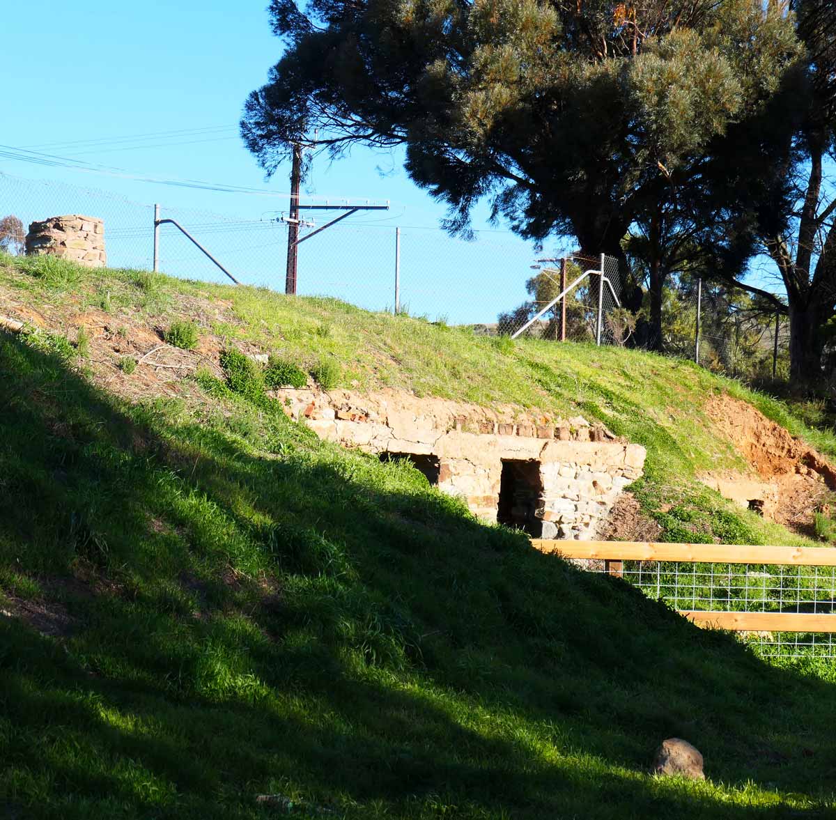 Miners Dugouts on other side, one had a chimney. Located in Burra, Clare Valley, South Australia.