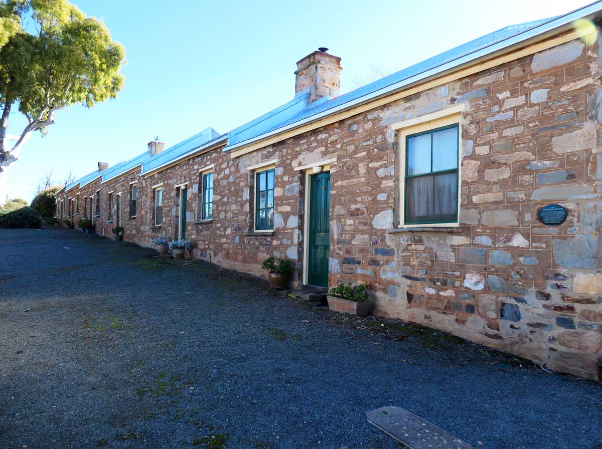 Tiver's Row, one of the early miner's cottages first built in Burra. Located in Burra, Clare Valley, South Australia.