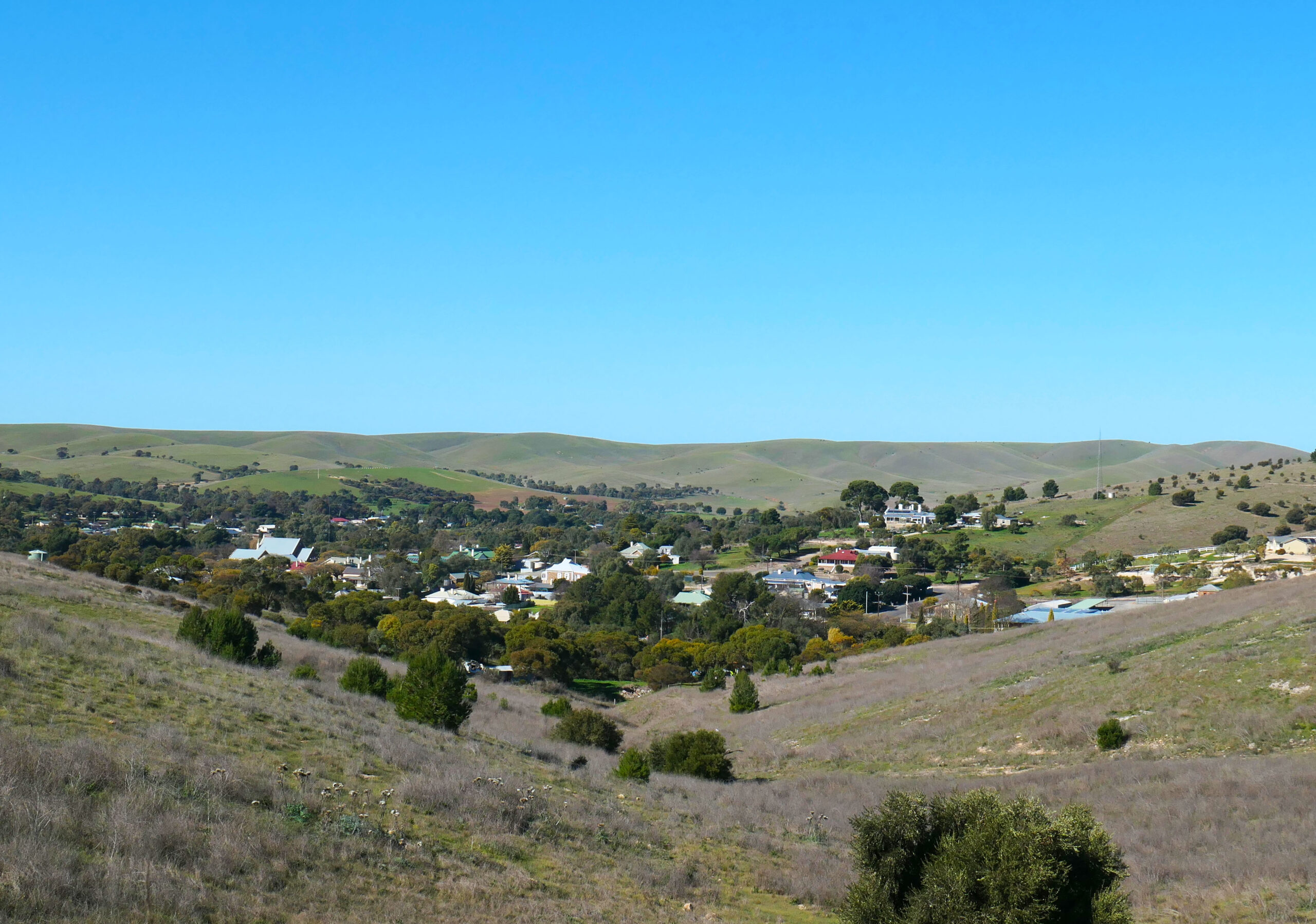 View of Burra township from the Monster Mine Site. Located in Burra, Clare Valley, South Australia.