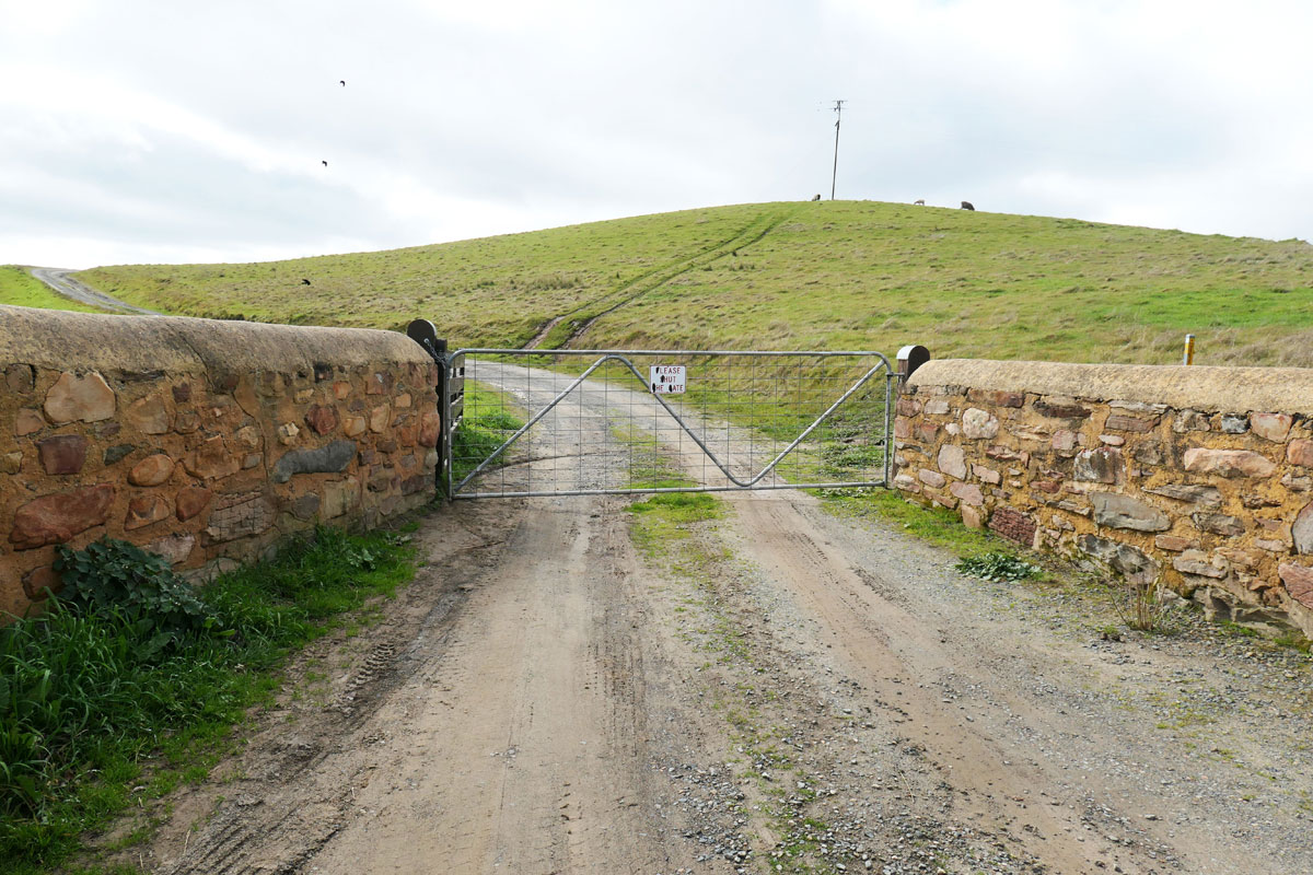 First gate on Trial Hill Road for Steingarten Lookout