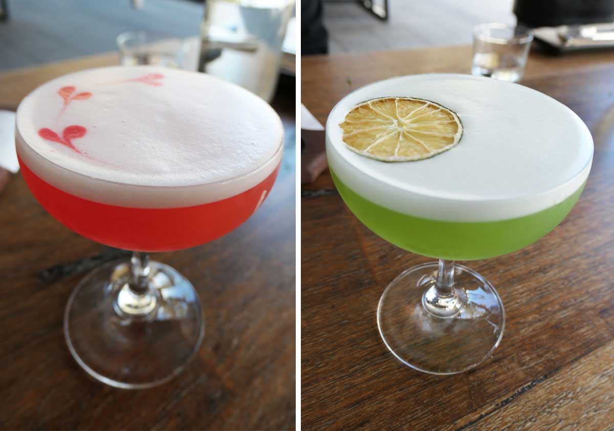 Pink Gin Fizz and Lime Lust (using Lime and Pandan Gin)
