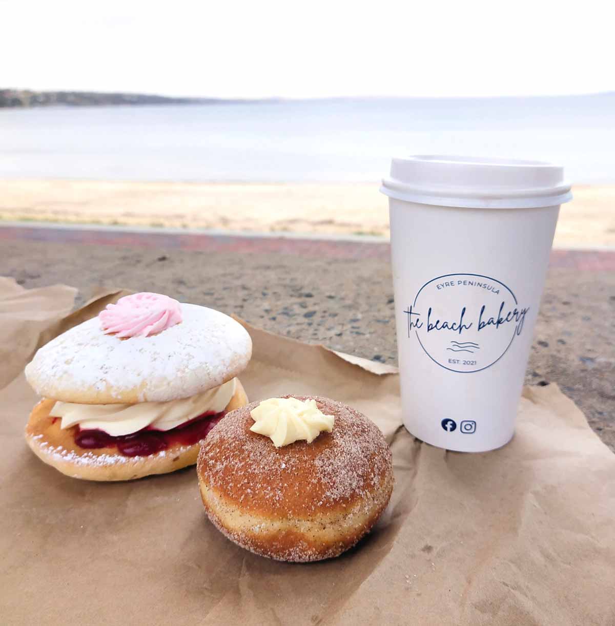Coffee & sweet treats from The Beach Bakery on King in Port Lincoln, Eyre Peninsula, South Australia.