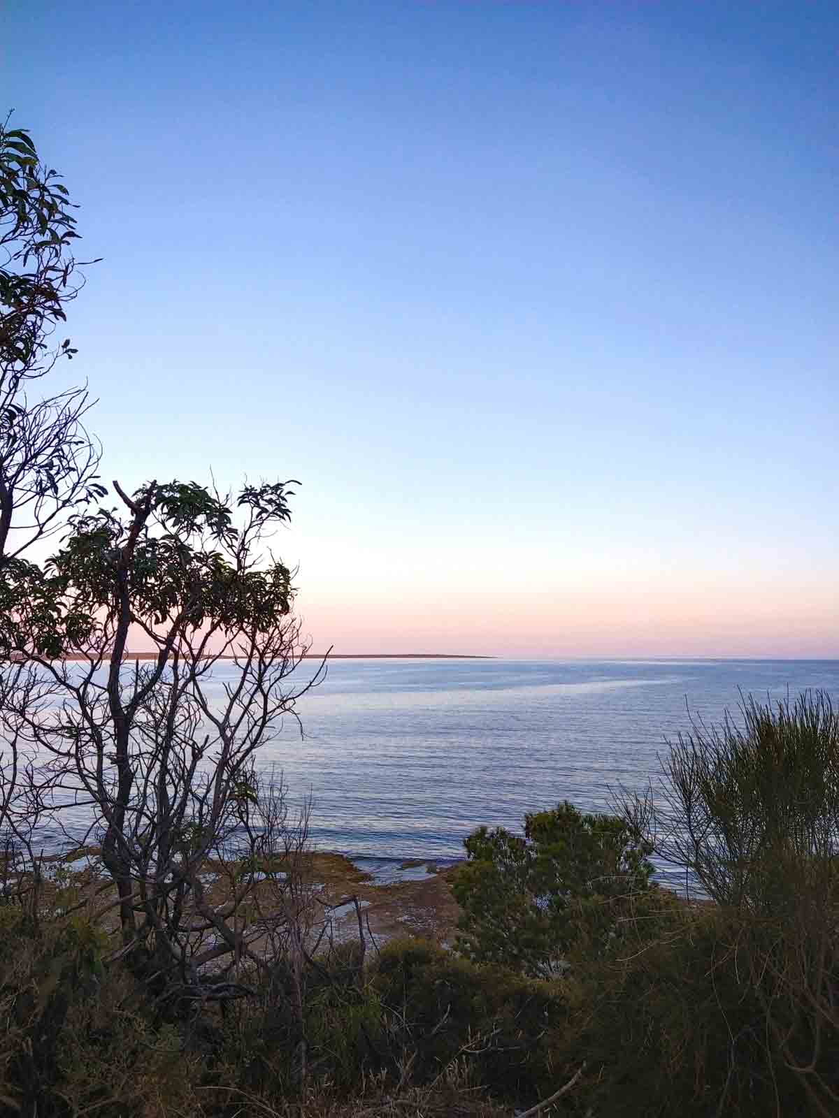 Pretty Boston Bay views along trail near Port Lincoln Caravan Park, North Shields. Located near Port Lincoln, Eyre Peninsula, South Australia.