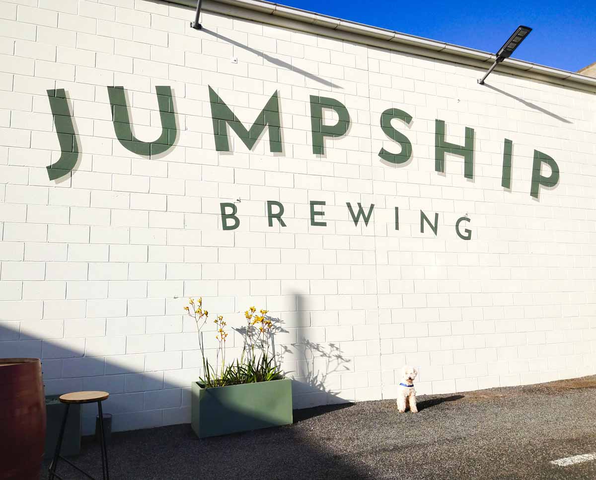 Charlie outside the Jump Ship Brewing building. Located in Port Lincoln, Eyre Peninsula, South Australia.