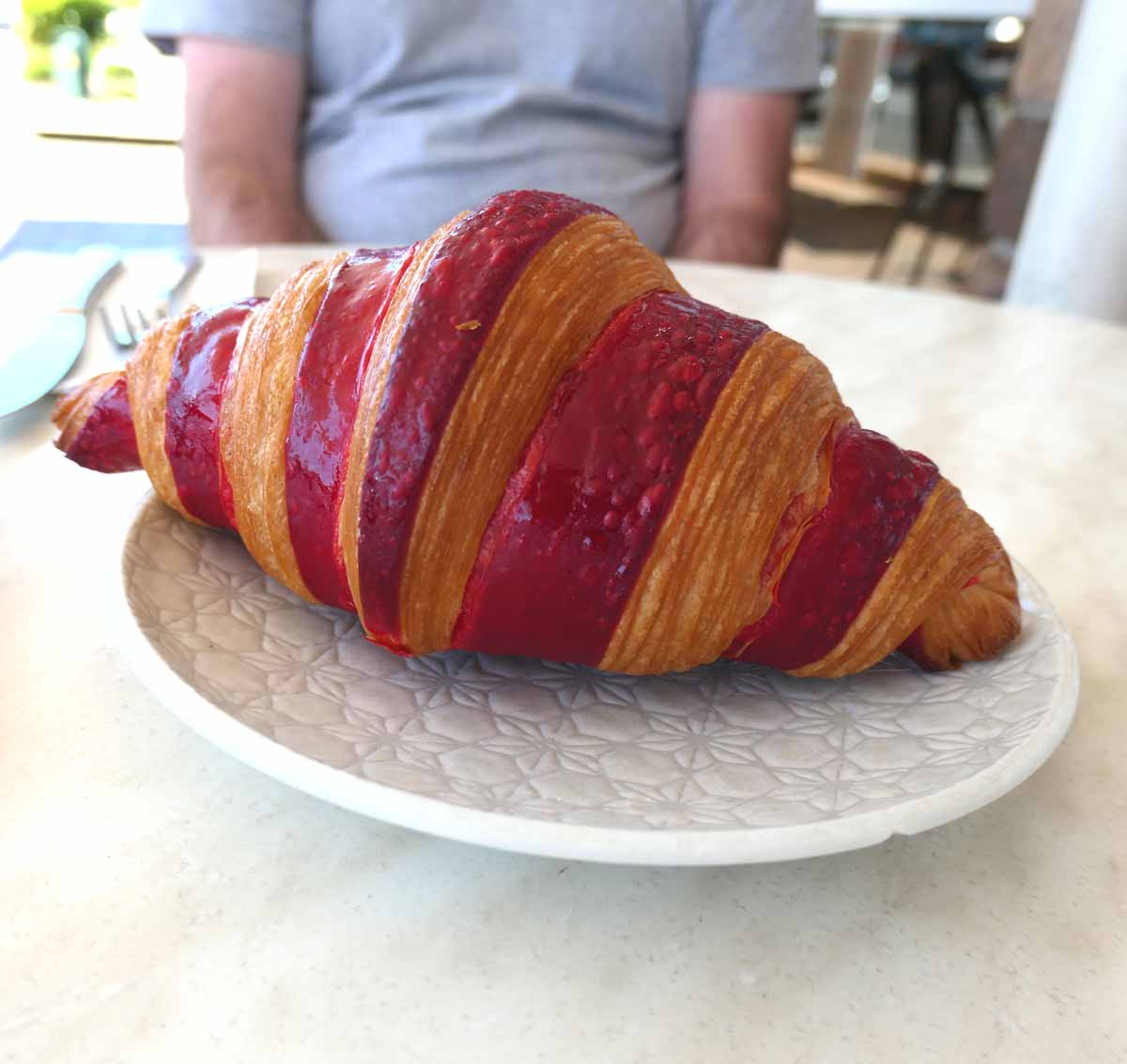Raspberry croissant from L’Anse French Café & Croissanterie. Located in Port Lincoln, Eyre Peninsula, South Australia.