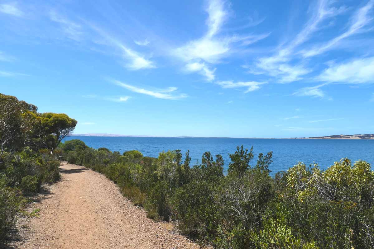 Beautiful ocean scenery along Parnkalla Trail (second section). Located in Port Lincoln, Eyre Peninsula, South Australia.