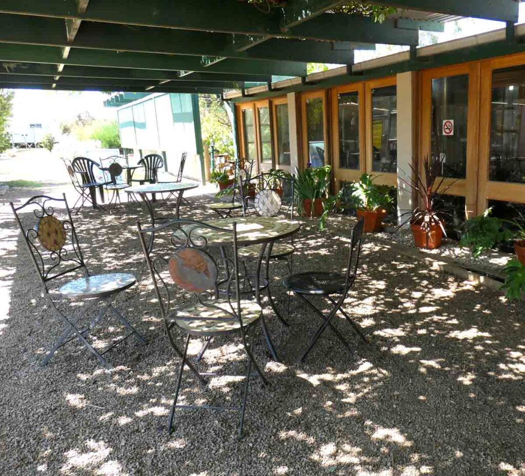 Undercover outdoor area at Stone Hut Bakery, South Australia