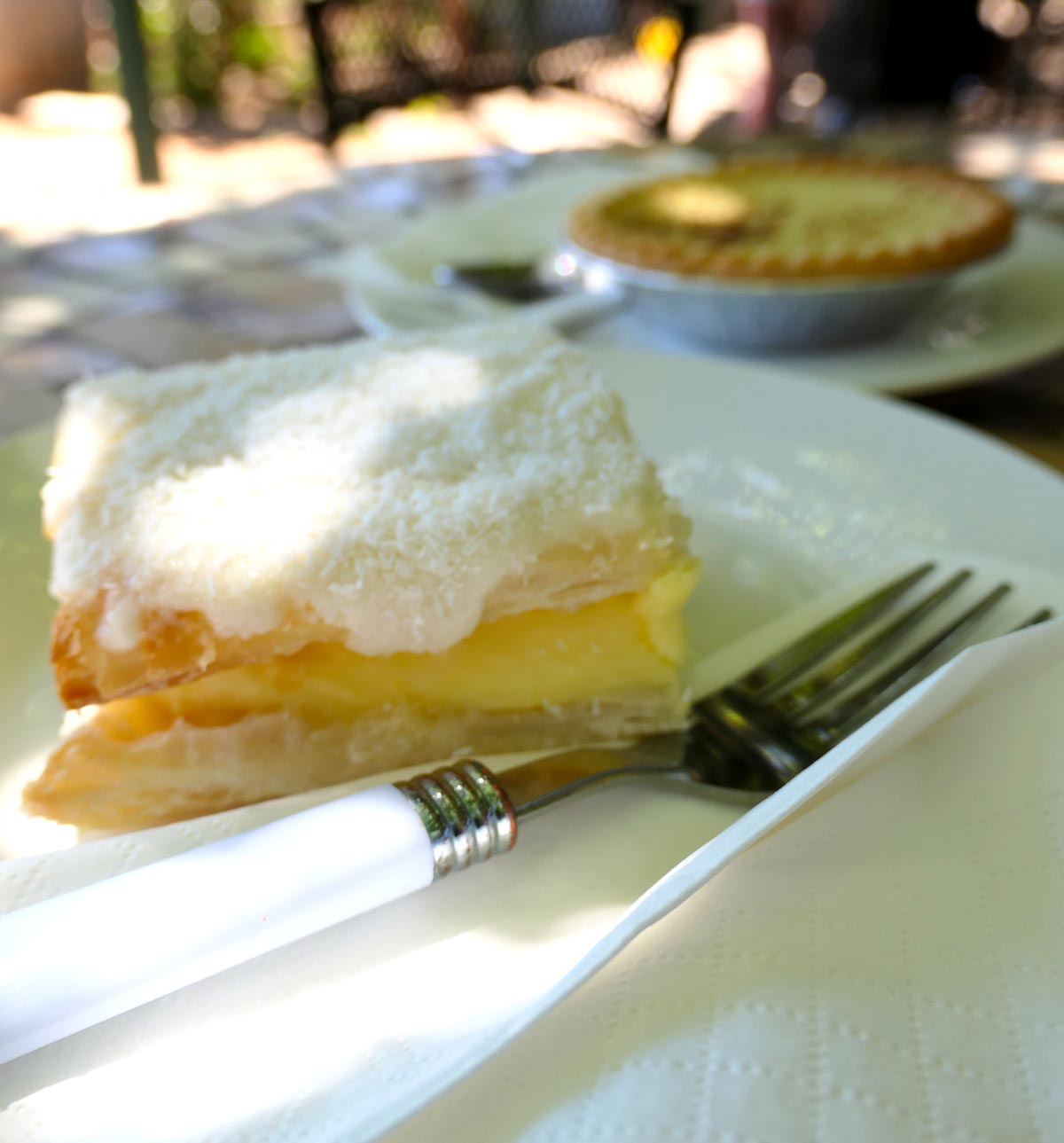 Vanilla slice and custard tart from Stone Hut Bakery, South Australia