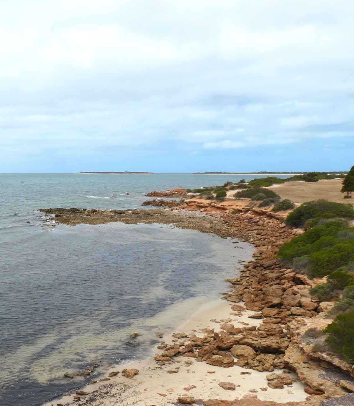Coastline view from Island Lookout Tower, shows coastal looped trail. Located in Tumby Bay, Eyre Peninsula, South Australia.