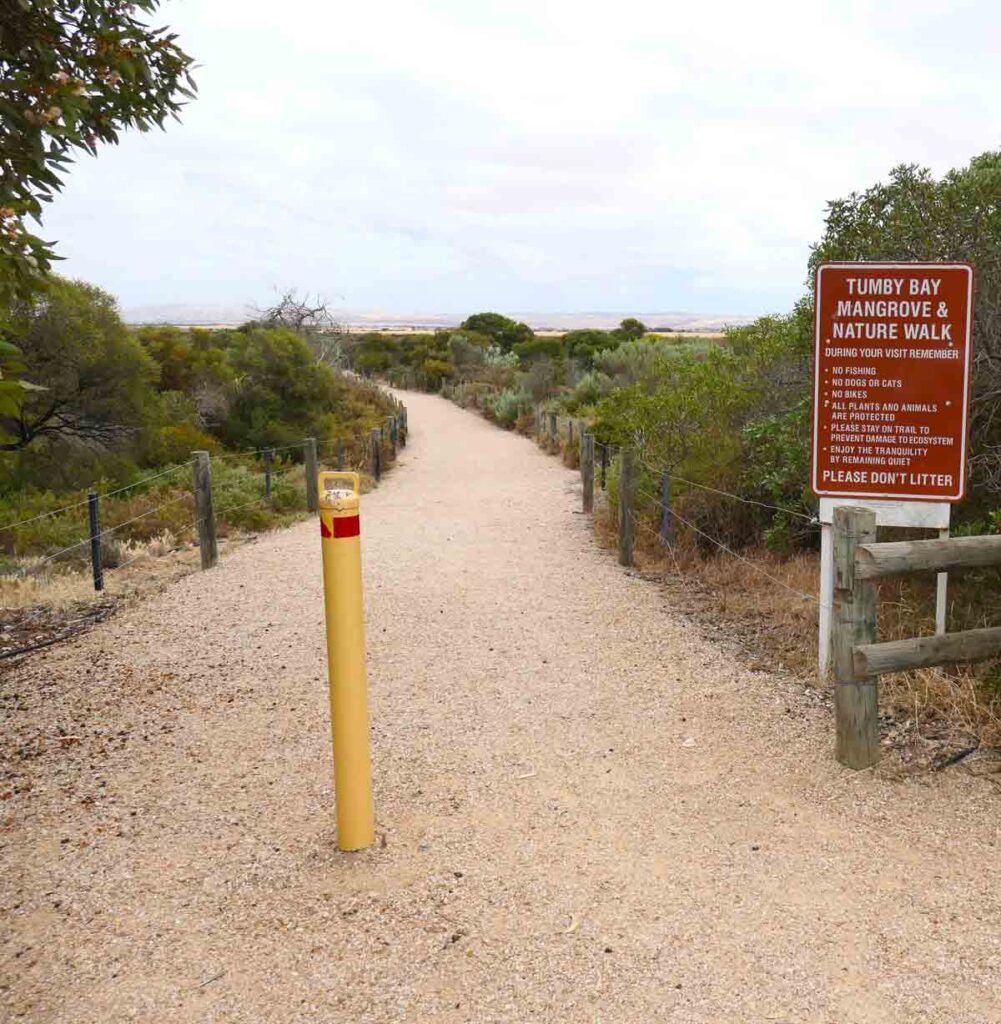 Entrance to the Mangrove Boardwalk & Nature Walk. Located in Tumby Bay, Eyre Peninsula, South Australia.