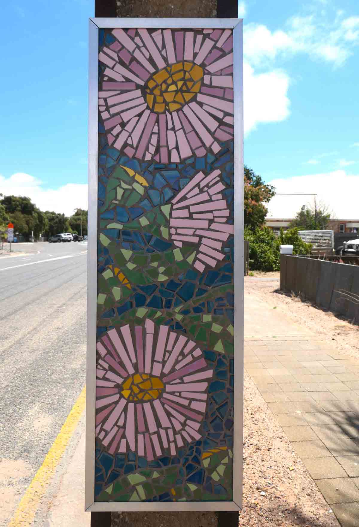 Mosaic Art on some of the street lights. Located in Tumby Bay, Eyre Peninsula, South Australia.