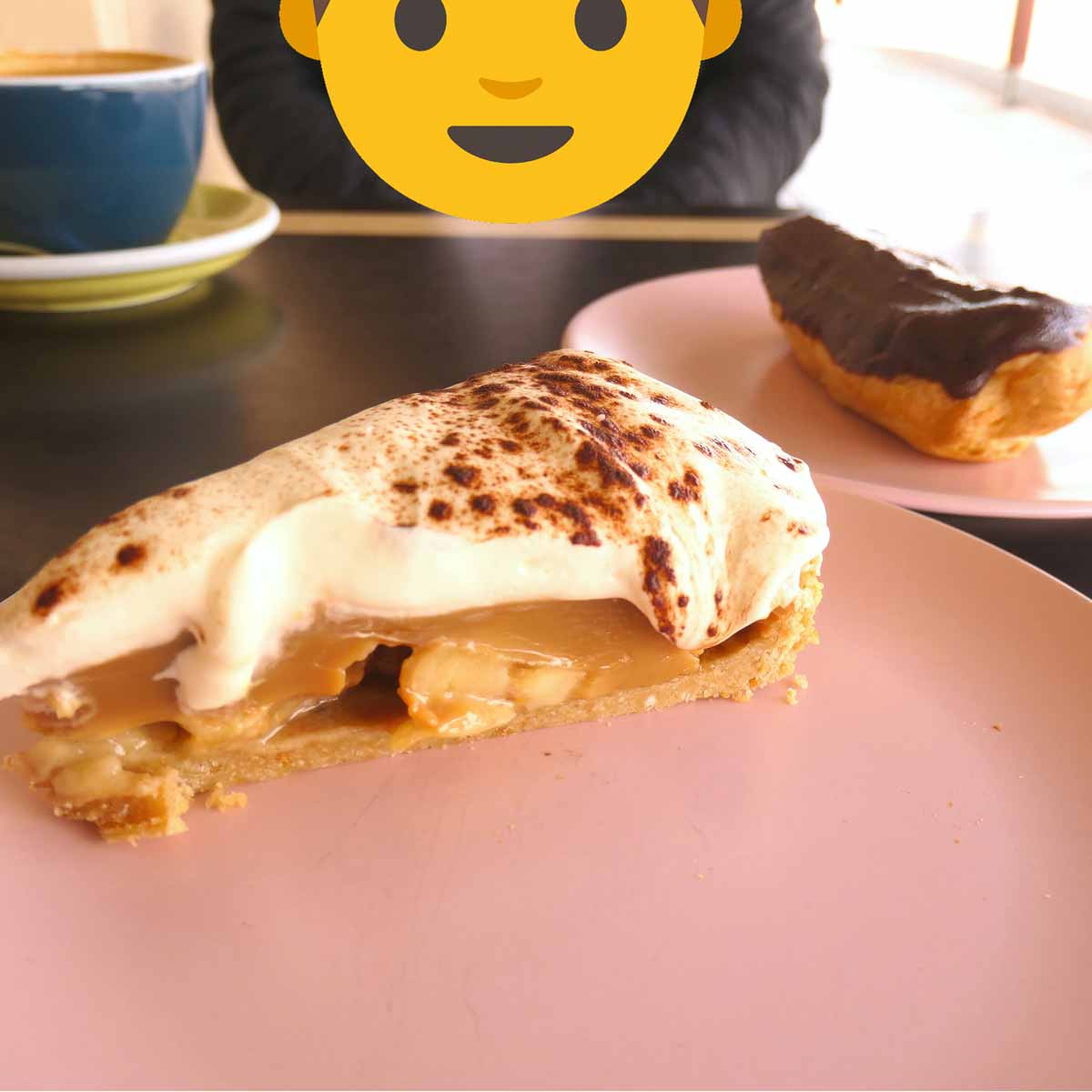 Banana Caramel Cream Pie & Chocolate Eclair at Seaspell Cafe. Located in Tumby Bay, Eyre Peninsula, South Australia.