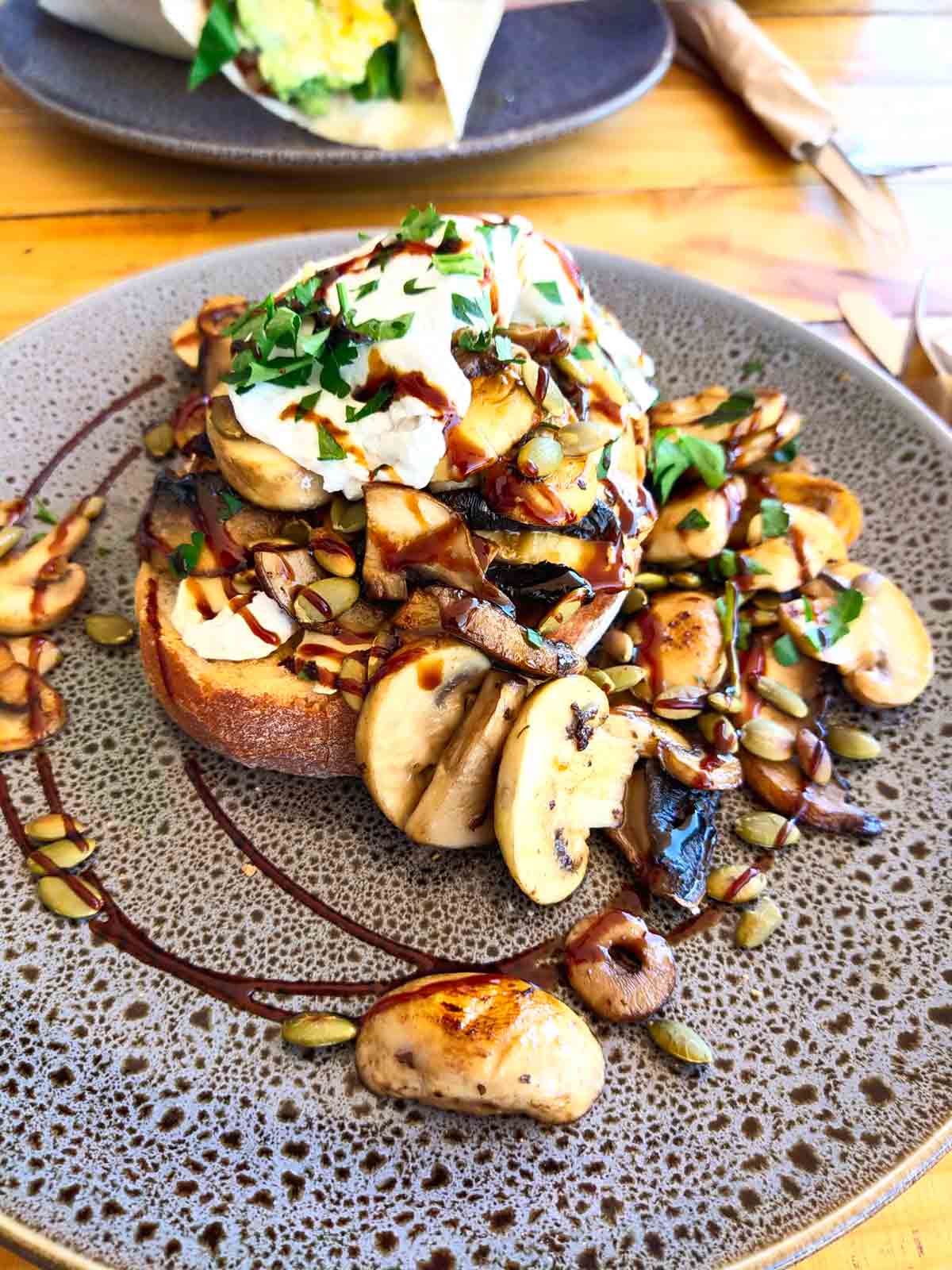 Mushroom Medley brunch at Whisk Away Cafe in Whyalla, Eyre Peninsula, South Australia