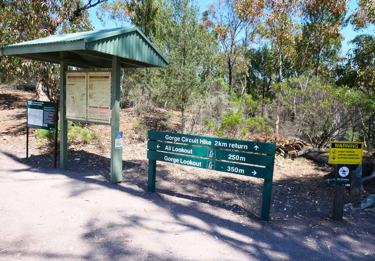 Information at the Alligator Gorge Car Park in Wilmington, South Australia