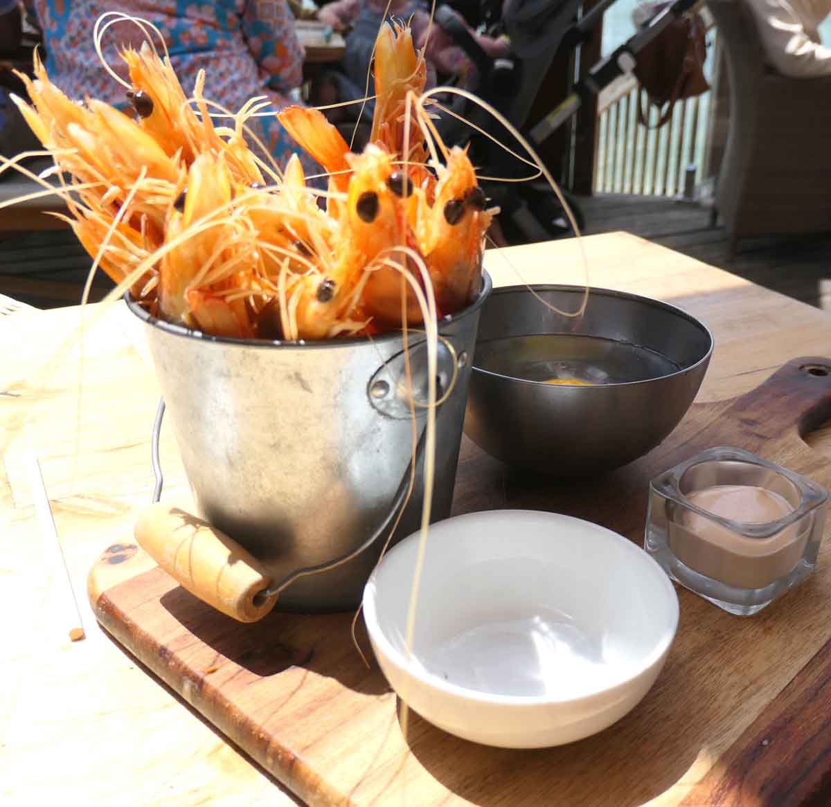 Prawns at Oyster HQ. Located in Coffin Bay, Eyre Peninsula, South Australia.