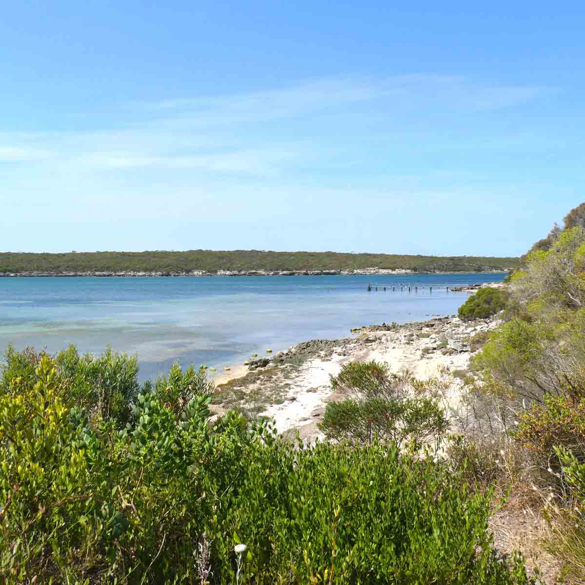 View along Oyster Walk. Located in Coffin Bay, Eyre Peninsula, South Australia.