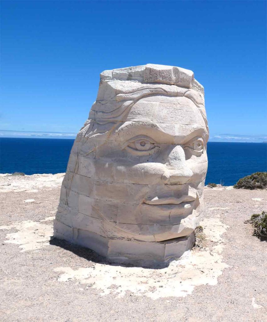 Mara sculpture, along Clifftop Drive. Located in Elliston, Eyre Peninsula, South Australia.