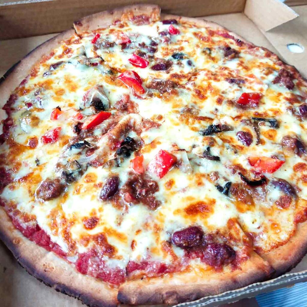 Spanish pizza from Skillo's Pizzas. Located in Elliston, Eyre Peninsula, South Australia.