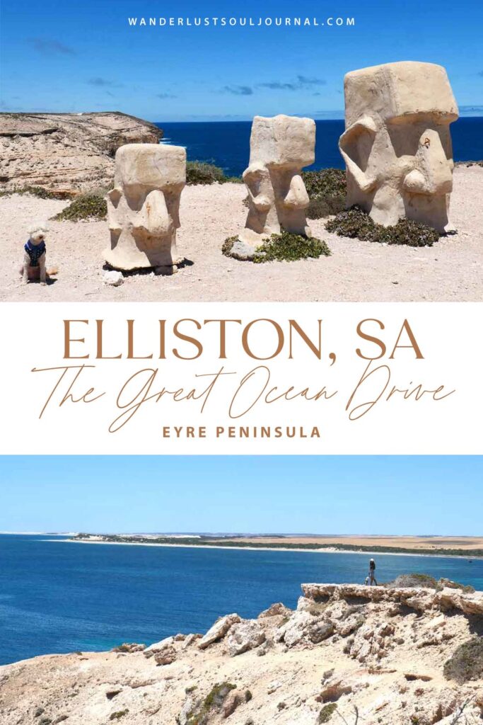 Pinterest cover with The Great Ocean Drive photos. Eyre Peninsula, South Australia.