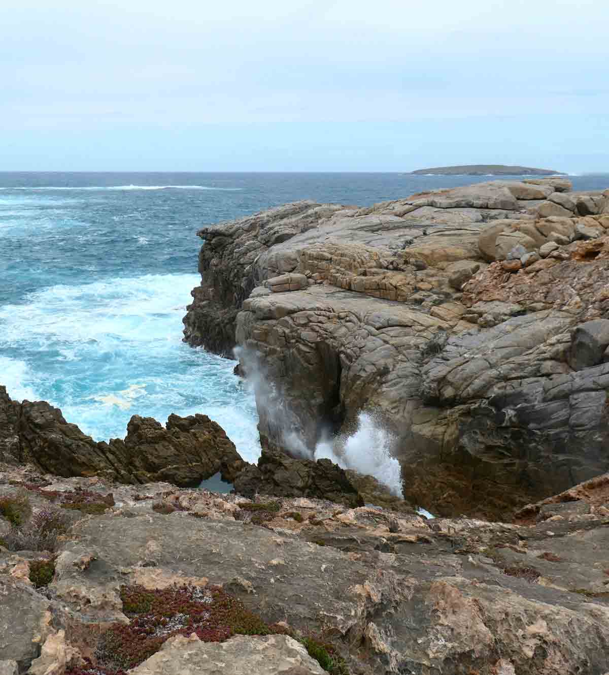 Rockpool & Baleen Blowholes at Cape Carnot. Located in Whaler's Way Sanctuary, Eyre Peninsula, South Australia.