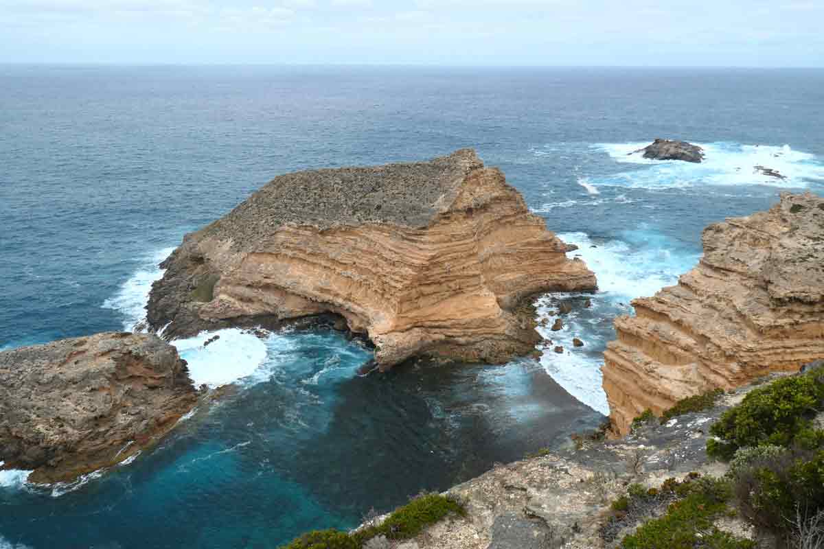 View of large rock formations just off Cape Wiles. Located in Whaler's Way Sanctuary, Eyre Peninsula, South Australia.