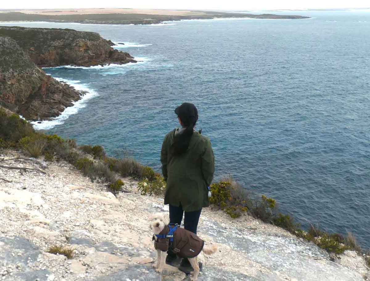 Sheryl & Charlie at Try Works Cliff / Calson's Cove. Located in Whaler's Way Sanctuary, Eyre Peninsula, South Australia.